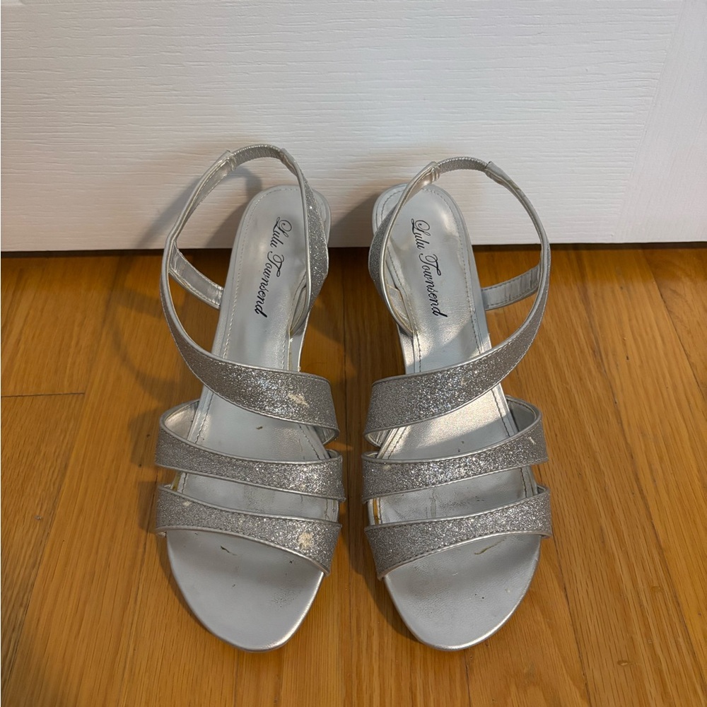 Silver Glitter Strappy Heels